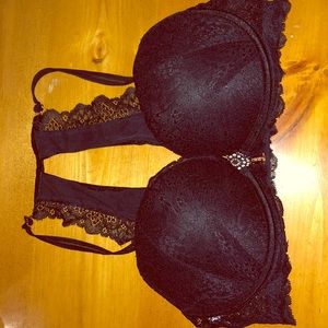 34D PINK Black Lace Racer Back Bra; Never worn!